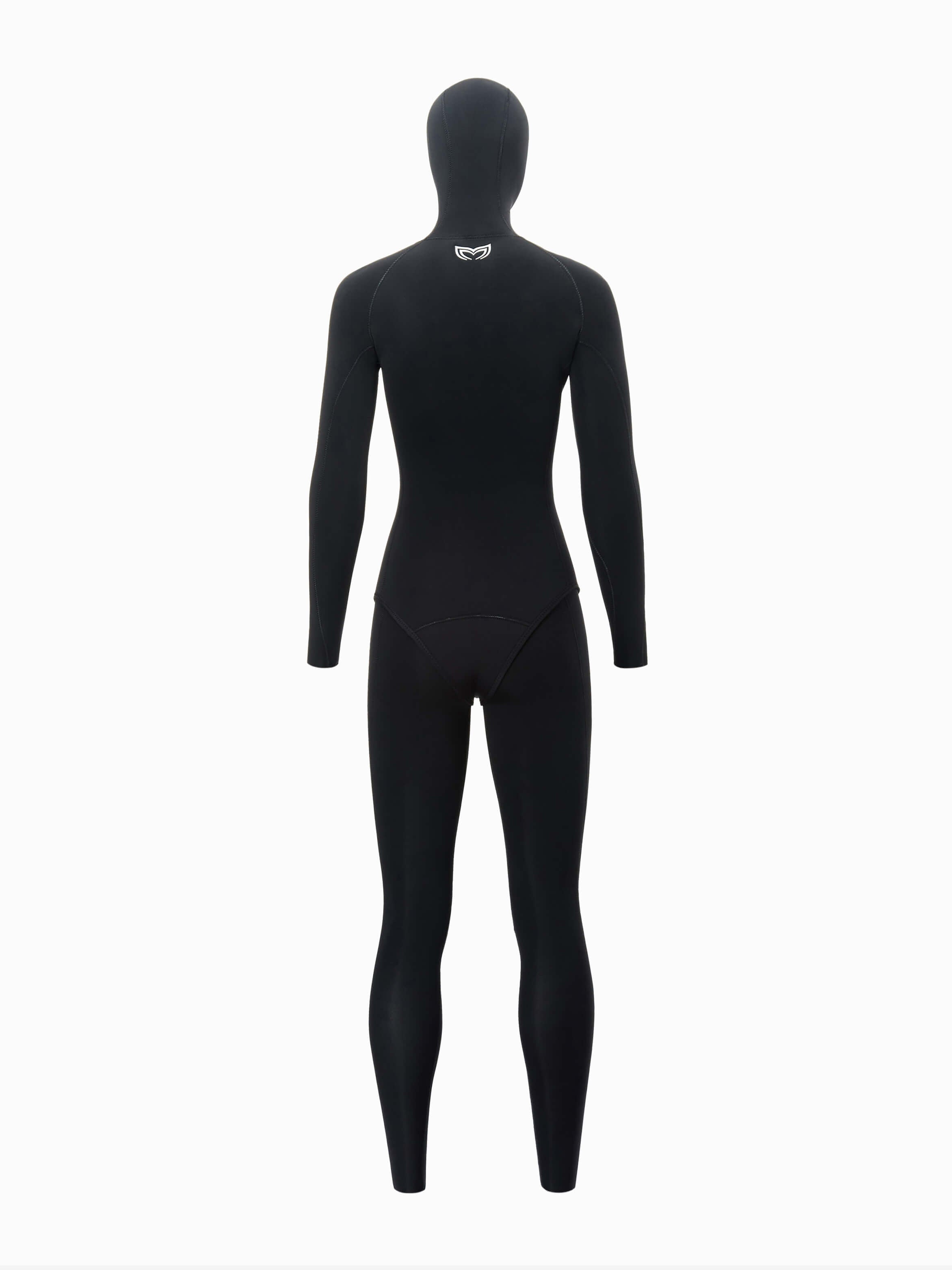back view of the black open cell womens 3mm wetsuit