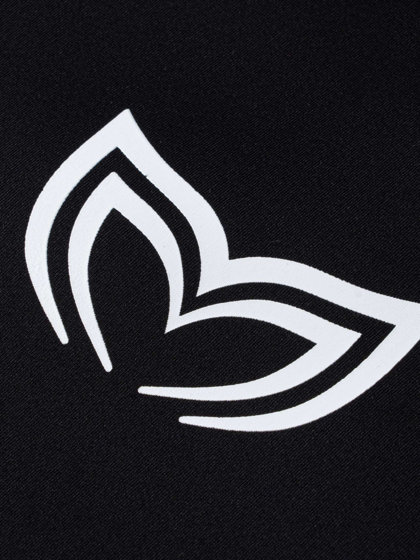 Closeup of the Molchanovs logo printer on the outer fabric of a 5mm wetsuit