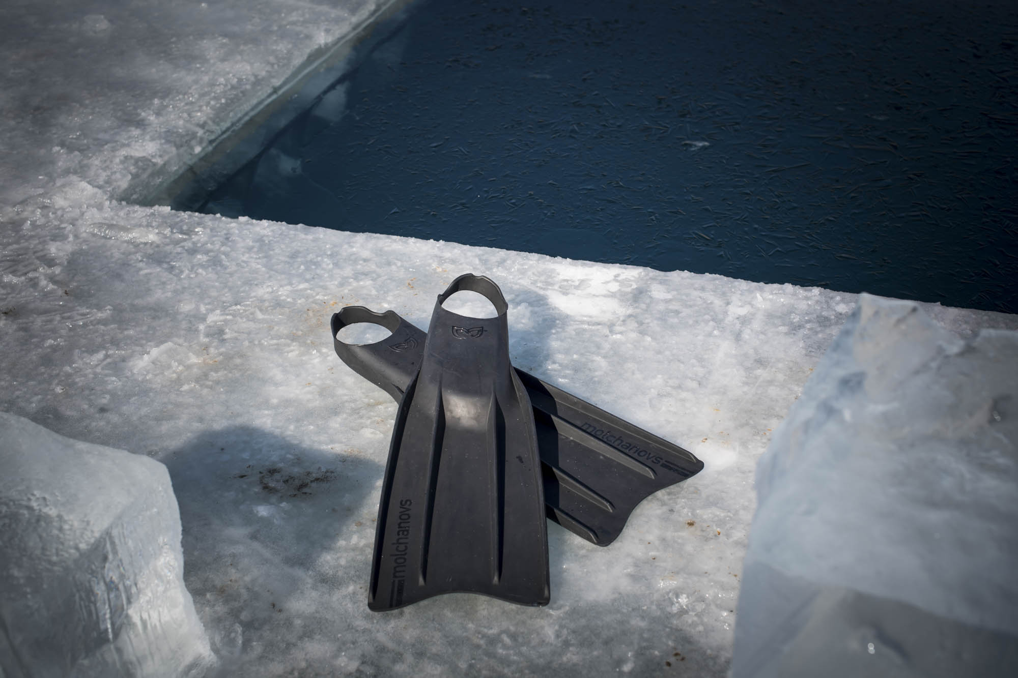 Black CORE Silicone bifins on the ice